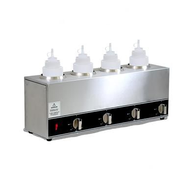 Omcan 44180 Countertop Heated Topping Dispenser w/ 4 Bottles, 120v, Stainless Steel