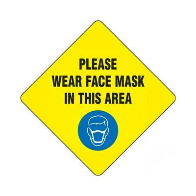 Accuform Signs MFS430 12" "Please Wear a Face Mask" Floor Sign - Laminated Adhesive Vinyl, Yellow, Laminated Vinyl