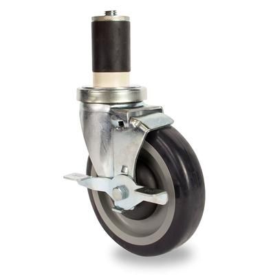 John Boos CAS01-R 5" Heavy Duty Locking Casters for Round Legs, For 1-5/8" Legs, Set of 4