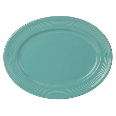 Tuxton CIH-136 13 3/4" x 10 1/2" Oval Platter - China, Island Blue