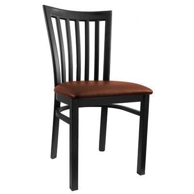 H&D Commercial Seating 6179 BGV Dining Chair w/ Vertical Slat Back & Burgundy Vinyl Seat - Metal Frame, Black
