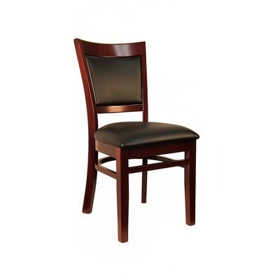H&D Commercial Seating 8279 DM/BKV Dining Chair w/ Solid Back & Black Vinyl Seat - Dark Mahogany Frame, 17" x 16.5" x 35"