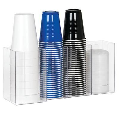 Dispense-Rite CTHL-4 Cup & Lid Organizer, 4 Compartment, All Cup Types, Clear