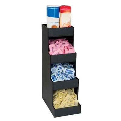 Dispense-Rite CTVH-4BT Condiment Organizer w/ (4) Bins - Black