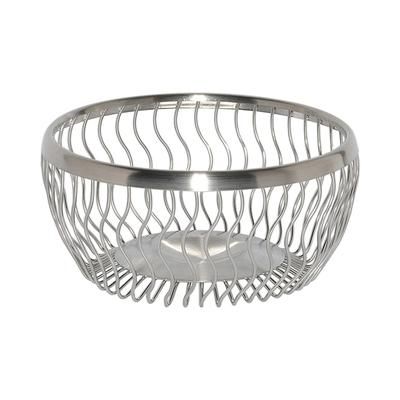 Service Ideas WBRW7BS 7" Round Wire Basket, Wavy, Brushed Stainless, Silver