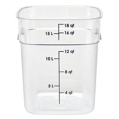 Cambro 18SFSPROCW135 18 qt FreshPro Square Food Storage Container - CamSquare, Polycarbonate, Blue Graduation, Clear Polycarbonate w/ Blue Graduations