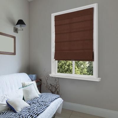 Wide Width Cordless Light Filtering Fabric Roman Shades by Whole Space Industries in Chocolate (Size 23" W 64" L)
