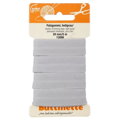 buttinette Biais élastique, gris clair, largeur : 2 cm, 5 m