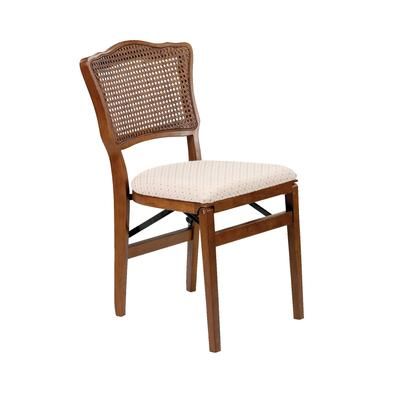 French Cane Back Folding Chairs, Set Of 2 by Stakmore in Fruitwood