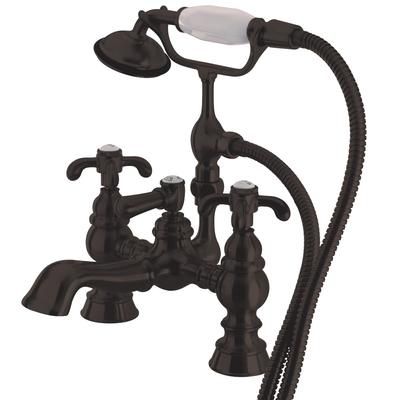 Kingston Brass CC1158T5 Vintage 7-Inch Deck Mount Tub Faucet with Hand Shower, Oil Rubbed Bronze - Kingston Brass CC1158T5