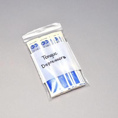 LK Packaging F20410W Zipper Seal Top Bag w/ Write-On Block - 10"L x 4"W, 2 mil LDPE, Clear