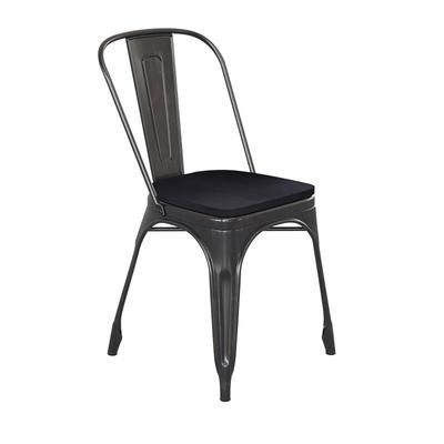 Flash Furniture CH-31230-BQ-PL1B-GG Stacking Side Chair w/ Vertical Slat Back & Wood Seat - Steel, Black & Antique Gold, Black-Antique Gold Metal
