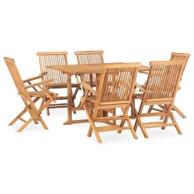 vidaXL Set da Pranzo da Giardino 7 pz Pieghevole in Massello di Teak