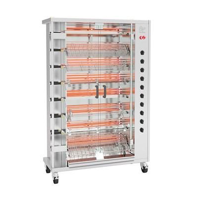 Rotisol USA FF1175-8G-SS LP Gas 8 Spit Commercial Rotisserie w/ 40 Bird Capacity, Liquid Propane, Floor Model, 40-Chicken Capacity, Silver, Gas Type: LP, 208/230 V
