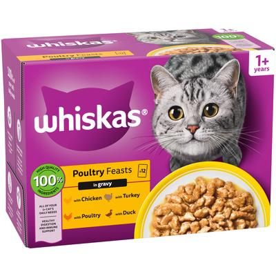 48x85g Poultry Selection in Gravy 1+ Whiskas Wet Cat Food