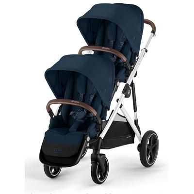 Cybex Gazelle S 2 Double Stroller Bundle - Silver Frame / Ocean Blue