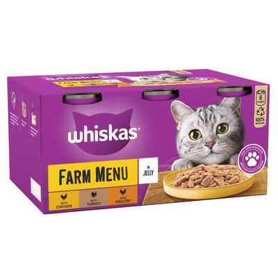 24x400g Farm Menu in Jelly Whiskas 1+ Wet Cat Food