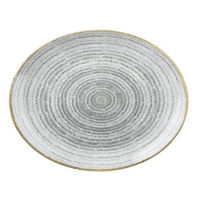 Churchill SPSGOP121 Oval Studio Prints Coupe Plate - 12 1/2" x 10", Ceramic, Stone Gray