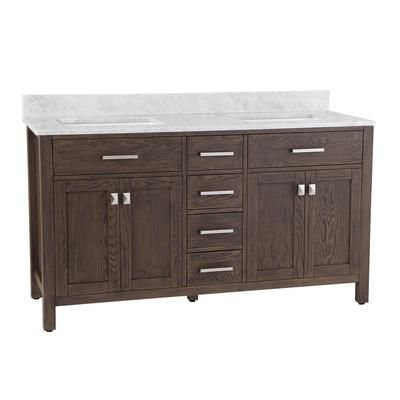 Randolph Morris Mason Hill 60 Inch Oak Vanity with Rectangular Undermount Sinks - Dark Oak RM260DKO-1SWH