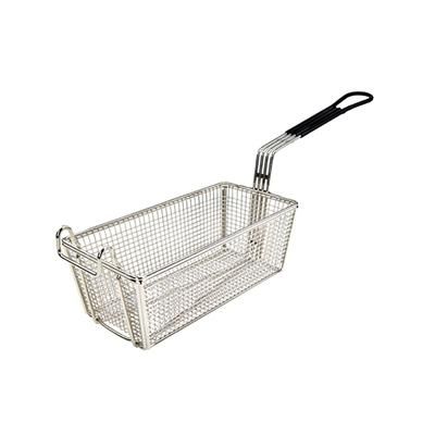 Winco FB-05 Fryer Basket w/ Coated Handle & Front Hook, 11" x 5 3/8" x 4 1/4", Black