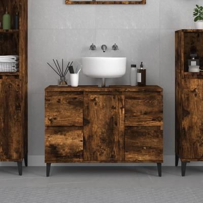 vidaXL Mobile Lavabo Rovere Fumo 80x33x60 cm in Legno Multistrato