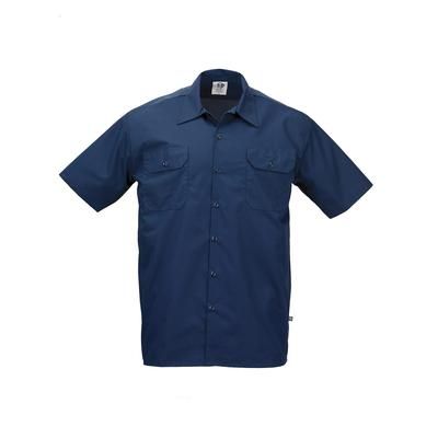 Mercer Culinary M60250NB2X Metro Edge Brewer Work Shirt w/ Short Sleeves - Poly/Cotton, Navy Blue, 2X