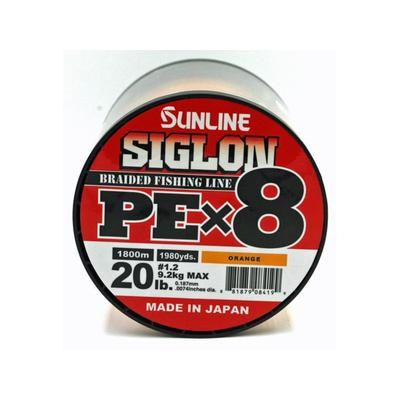 Sunline Siglon PEx8 8-Strand Braided Line 20lb 1968yd Orange Tight Weave Low Diameter 63053852