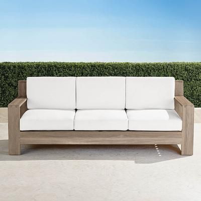 St. Kitts Sofa with Cushions in Weathered Teak - Quick Dry, Aruba - Frontgate