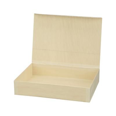VerTerra TG-CB-1X8 Collapsible To Go Box w/ Attached Lid - 8" x 12" x 2", Balsa Wood/Rice Paper