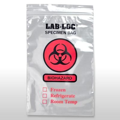 LK Packaging LAB220609 Lab-Loc Reclosable 2-Wall Specimen Bags - 6" x 9", Polyethylene, Clear