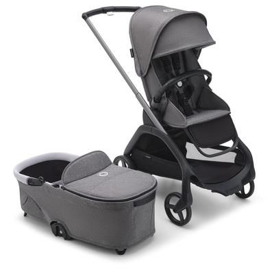 Bugaboo Dragonfly Complete Lightweight Compact Stroller + Bassinet - Graphite / Grey Melange / Grey