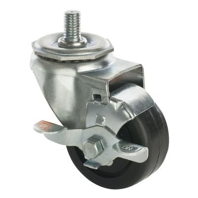 Focus FTC12133 Universal Threaded Stem Caster Set - 1/2" x 13, 3/4" Long Thread, Polyolefin Wheels, Brakes