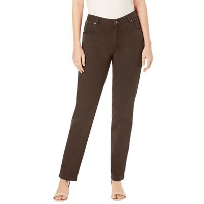 Plus Size Women's Classic Cotton Denim Straight-Leg Jean by Jessica London in Chocolate (Size 14) 100% Cotton