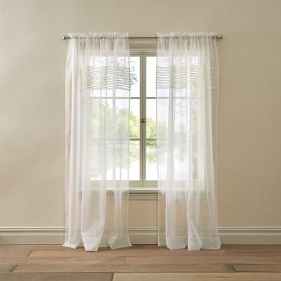 Wide Width BH Studio Sheer Voile Pleated Rod-Pocket Panel by BH Studio in Eggshell (Size 56" W 95" L) Window Curtain