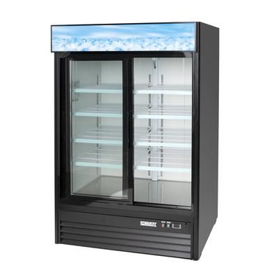 MoTak MGD-2DR-47-X 53 1/8" 2 Section Glass Door Merchandiser - 2 Sliding Doors, 115v, Black