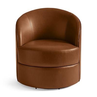 Stella Swivel Chair - Bonded Leather, Marbled Bourbon - Grandin Road