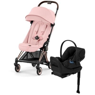 Cybex COYA Compact Stroller + Cloud G Lux SensorSafe Travel System Bundle - Rose Gold / Peach Pink /