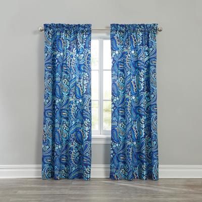 Wide Width BH Studio Microfiber Rod-Pocket Panel by BH Studio in Navy Paisley (Size 50" W 108"L)