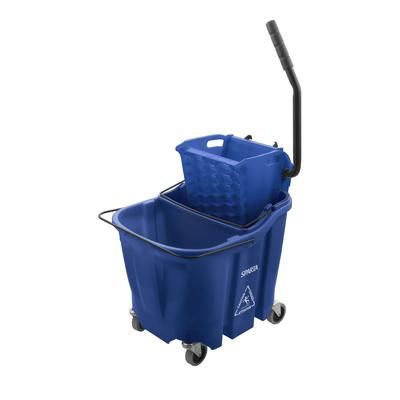 Carlisle 9690414 35 qt Mop Bucket Combo - Side Press Wringer, Soiled Water Insert, Polypropylene, Blue