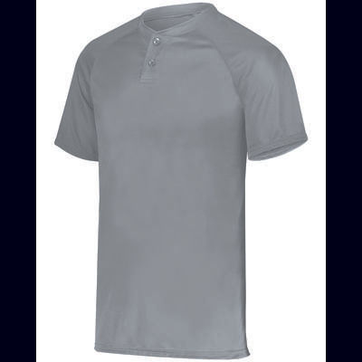 Augusta Sportswear AG1565 Athletic Attain Wicking Two-Button Baseball Jersey T-Shirt in Blue Grey size 3XL | Polyester 1565