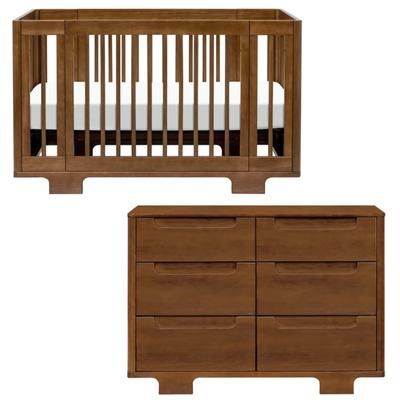 Babyletto Yuzu 8-in-1 Convertible Crib + 6-Drawer Dresser Bundle - Natural Walnut