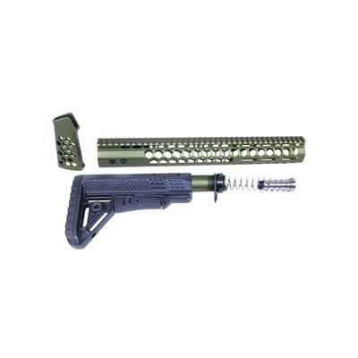 Guntec USA AR .308 Honeycomb Series Gen 2 Complete Furniture Set Green HC-SET-G2-308-GREEN