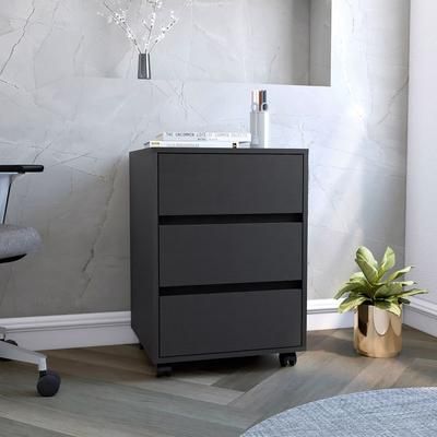 Bang Three Drawers Adjustable Filing Cabinet, Roller Blade Glide, Black Wengue Finish - We Have Furniture WHF546