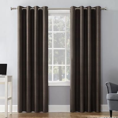 Wide Width Cameron Texture Grommet Window Panel by BrylaneHome in Walnut (Size 50" W 96" L)