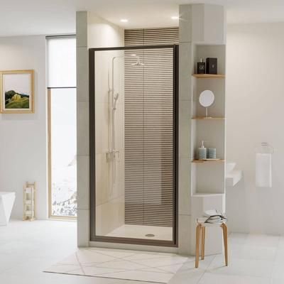 Coastal Shower Doors Legend 23-5/8 in. to 24-5/8 in. x 64 in. Framed Pivot Shower Door in Matte Black with Clear Glass L24.66O-C