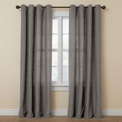 Wide Width Poly Cotton Canvas Grommet Panel by BrylaneHome in Charcoal (Size 48" W 108"L) Window Curtain Drape
