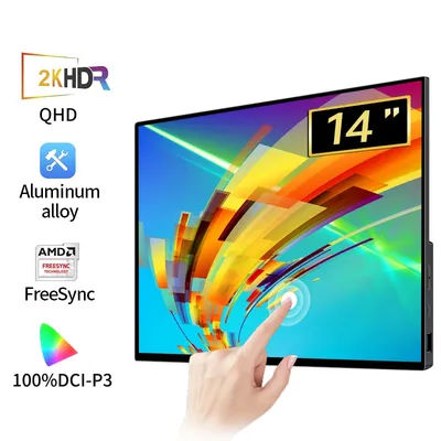 14 Inch 2K Portable Monitor 2240*1400 16:10 100%DCI-P3 HDR 500Cd/m² Display Game Screen For Laptop Mac Phone Xbox PS4/5 Switch