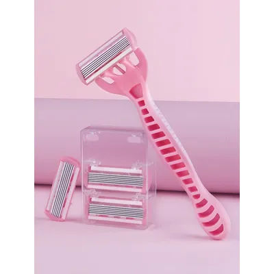 1 Handle + 4 Blades/ Men And Women Body Hair Safety Bikini Aloe Strip Razors Blade Set Female Shavers Replacement Heads