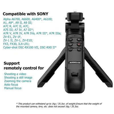 Wireless Grip Tripod Remote Control Vlogging Tripod YouTube TikTok for Sony a6700 a7RV a7IV ZV-1 ZV-E10 a7C a1 a9 RX100M7 RX0II