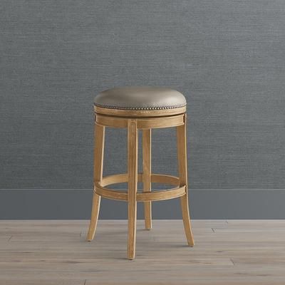 Henning Backless Swivel Bar & Counter Stool - 30" Bar Height, Canyon Gray Bar Stool, Cobblestone Leather - Frontgate